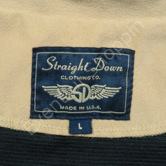 Straight Down Golf Jacket Mens Large Blue Bandon Pacific Dunes 1/4 Zip Pullover
